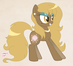 Size: 708x638 | Tagged: safe, artist:lullapiies, oc, oc only, oc:benevolent pearl, earth pony, pony, beauty mark, blue eyeshadow, earring, eyeshadow, female, jewelry, makeup, mare, necklace, pearl necklace, simple background, solo