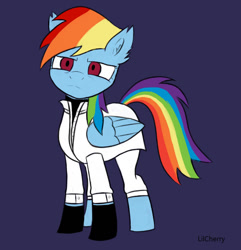 Size: 878x911 | Tagged: safe, artist:lilcherry02, rainbow dash, pegasus, pony, blue background, simple background, solo