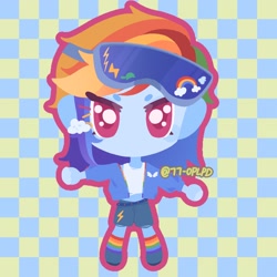 Size: 2048x2048 | Tagged: safe, artist:kkk8372178, rainbow dash, equestria girls, g4, checkered background, solo