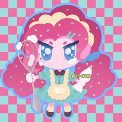 Size: 2048x2048 | Tagged: safe, artist:kkk8372178, pinkie pie, equestria girls, g4, checkered background, solo