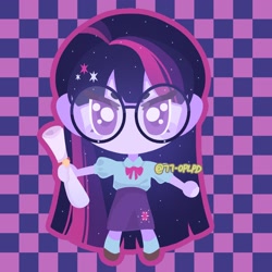 Size: 2048x2048 | Tagged: safe, artist:kkk8372178, twilight sparkle, equestria girls, g4, checkered background, solo