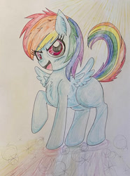 Size: 827x1112 | Tagged: safe, artist:pinkamenademonpie, rainbow dash, pegasus, pony, solo, traditional art