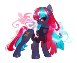 Size: 1213x997 | Tagged: safe, artist:leruwew, oc, oc only, pony, unicorn, clothes, commission, ear piercing, earring, female, horn, jewelry, mare, piercing, simple background, solo, white background