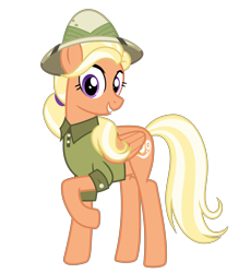 Size: 2800x3200 | Tagged: safe, artist:cheezedoodle96, edit, vector edit, mane allgood, pegasus, g4, the last crusade, .svg available, clothes, daring do costume, female, hat, looking at you, mare, pith helmet, raised hoof, shirt, simple background, smiling, solo, transparent background, vector