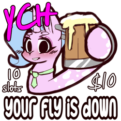 Size: 744x744 | Tagged: safe, artist:chiefywiffy, oc, oc only, oc:chiefy, pony, unicorn, cider, commission, female, horn, mare, meme, mug, piercing, simple background, solo, white background, your character here