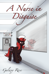 Size: 1575x2400 | Tagged: safe, artist:skydreams, oc, oc only, oc:nephila, changeling, changeling oc, commission, cover art, fanfic, fanfic art, fanfic cover, female, hallway, hat, hospital, indoors, mare, nurse, nurse hat, reflection, solo