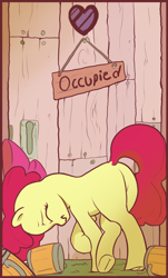 Size: 2620x4338 | Tagged: safe, artist:stratodraw, apple bloom, earth pony, pony, fanfic:occupied, g4, beautiful, beautisexy, blank flank, bloom butt, butt, cute, desperation, fanfic art, featureless crotch, female, filly, foal, need to pee, omorashi, plot, potty emergency, potty time, pretty, scrunchy face, sexy, solo