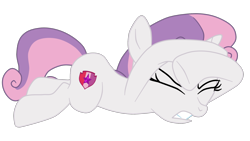 Size: 1900x1068 | Tagged: safe, artist:gmaplay, sweetie belle, pony, unicorn, g4, covering, eyes closed, female, filly, foal, horn, simple background, solo, transparent background