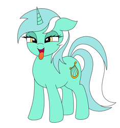 Size: 2000x2132 | Tagged: safe, alternate version, artist:vomitvomiting, lyra heartstrings, pony, unicorn, g4, cute, female, floppy ears, horn, lyrabetes, mare, open mouth, silly, silly face, silly pony, simple background, solo, tongue out, white background