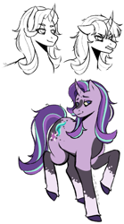 Size: 477x861 | Tagged: safe, artist:slapearl, starlight glimmer, pony, unicorn, g4, alternate design, female, horn, mare, simple background, sketch, solo, white background