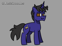 Size: 6000x4500 | Tagged: safe, artist:alejandrogmj, artist:wasisi, oc, oc only, oc:flash macintosh, unicorn, doodle, gray background, horn, simple background, solo, unicorn oc