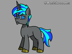 Size: 6000x4500 | Tagged: safe, artist:alejandrogmj, artist:wasisi, oc, oc only, oc:sama, unicorn, doodle, gray background, horn, male, simple background, solo, unicorn oc