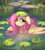 Size: 1954x2185 | Tagged: safe, artist:lerk, fluttershy, frog, pegasus, pony, g4, cute, female, floppy ears, lilypad, mare, outdoors, partially submerged, shyabetes, smiling, solo, swamp, swimming, water, wings