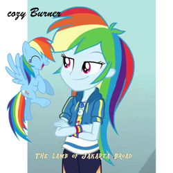 Size: 1000x1000 | Tagged: safe, artist:dashiesparkle, edit, edited screencap, screencap, rainbow dash, human, pegasus, pony, equestria girls, g4, batak art