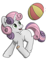 Size: 2894x4093 | Tagged: safe, artist:playful wings, sweetie belle, pony, unicorn, g4, ball, blank flank, cute, diasweetes, female, filly, foal, high res, horn, looking at something, open mouth, simple background, solo, tail, transparent background