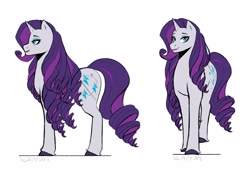 Size: 2500x1700 | Tagged: safe, artist:slapearl, rarity, pony, unicorn, g4, female, full body, horn, mare, side view, simple background, solo, three-quarter view, white background