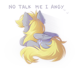 Size: 1788x1616 | Tagged: safe, artist:lerk, derpy hooves, pegasus, pony, g4, chest fluff, ear fluff, female, folded wings, lying down, mare, meme, no talk me im angy, ponified animal photo, ponified meme, ponyloaf, prone, shadow, simple background, solo, white background, wings