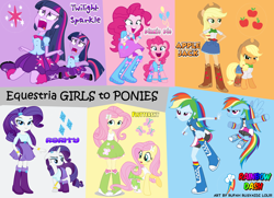 Size: 10344x7488 | Tagged: safe, artist:rupahrusyaidi, applejack, fluttershy, pinkie pie, rainbow dash, rarity, twilight sparkle, earth pony, human, pegasus, pony, unicorn, equestria girls, g4, clothes, dress, equestria girls outfit, female, horn, mare, ms paint, needs more jpeg, ponified, skirt