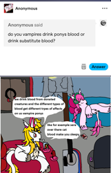 Size: 1173x1824 | Tagged: safe, artist:ask-luciavampire, oc, pony, undead, vampire, vampony, ask, blood, misspelling, sleeping, tumblr, tumblr:ask-rosesociety-vampires