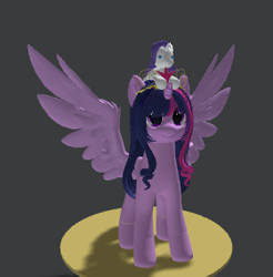 Size: 280x284 | Tagged: safe, rarity, twilight sparkle, alicorn, pony, g4, 3d, female, mare, roblox, solo, spread wings, twilight sparkle (alicorn), wings