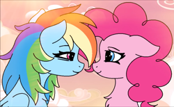 Size: 1749x1080 | Tagged: safe, artist:tamers12345, pinkie pie, rainbow dash, earth pony, pegasus, pony, g4, cute, duo, female, lesbian, ms paint, ship:pinkiedash, shipping