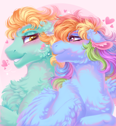 Size: 2400x2600 | Tagged: safe, artist:roselord, lightning dust, rainbow dash, pegasus, pony, g4, chest fluff, commission, cute, duo, ear fluff, female, lesbian, love, ship:rainbowdust, shipping, ych result