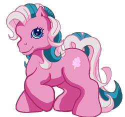 Size: 1024x959 | Tagged: safe, artist:anscathmarcach, artist:collegeman1998, cotton candy (g3), earth pony, pony, g3, chonk, cute, female, g3 cottondorable, mare, raised hoof, raised leg, simple background, smiling, solo, transparent background