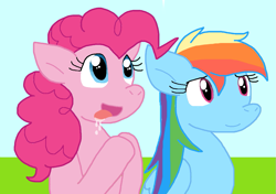 Size: 1009x712 | Tagged: safe, artist:cmara, pinkie pie, rainbow dash, earth pony, pegasus, g4, duo, duo female, female