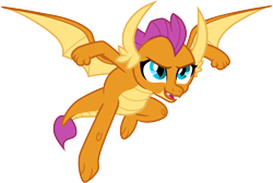 Size: 4476x3000 | Tagged: safe, artist:cloudy glow, smolder, dragon, g4, uprooted, dragon wings, dragoness, female, fist, flying, high res, open mouth, open smile, ready for action, simple background, smiling, solo, spread wings, transparent background, vector, wings