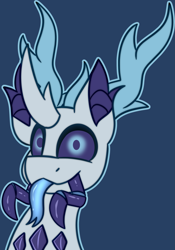 Size: 2155x3079 | Tagged: oc name needed, safe, artist:askhypnoswirl, oc, changeling, bust, changeling oc, commission, horns, mandibles, portrait, reformed, solo, tongue out