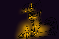 Size: 3000x2000 | Tagged: safe, artist:spaceponyarts, twilight sparkle, alicorn, pony, g4, book, candle, female, mare, solo, twilight sparkle (alicorn)