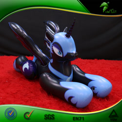 Size: 750x750 | Tagged: safe, nightmare moon, alicorn, inflatable pony, pony, g4, blue eyeshadow, bootleg, carpet, eyeshadow, female, frame, hongyi, inflatable, inflatable alicorn, irl, lying down, makeup, mare, opaque inflatable, photo, prone, red carpet, seams, solo, spread wings, wings