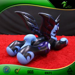 Size: 750x750 | Tagged: safe, nightmare moon, alicorn, inflatable pony, pony, g4, blue eyeshadow, bootleg, butt, carpet, eyeshadow, female, frame, hongyi, inflatable, inflatable alicorn, irl, lying down, makeup, mare, opaque inflatable, photo, plot, prone, red carpet, seams, solo, spread wings, wings