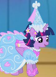 Size: 1136x1570 | Tagged: safe, artist:ponymaan, edit, edited screencap, screencap, twilight sparkle, alicorn, pony, g4, beautiful, bow, clothes, dress, ear piercing, flower, flower in hair, froufrou glittery lacy outfit, hat, hennin, jewelry, necklace, piercing, princess, twilight sparkle (alicorn)