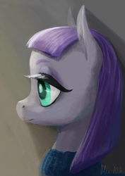 Size: 1600x2263 | Tagged: safe, artist:wolfiedrawie, maud pie, earth pony, pony, g4, bust, clothes, female, mare, profile, solo