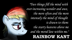 Size: 1200x675 | Tagged: safe, artist:pony-berserker, rainbow dash, pony-berserker's twitter sketches, immanuel kant, philosophy, pony-berserker's twitter sketches (2024), quote