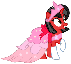 Size: 676x612 | Tagged: safe, artist:mickey1909, oc, oc only, oc:minnie motion, unicorn, clothes, dress, female, gown, horn, jewelry, regalia, simple background, solo, transparent background