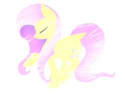 Size: 1400x1050 | Tagged: safe, artist:kiraaii, fluttershy, pegasus, pony, g4, eyes closed, lineless, simple background, solo, white background