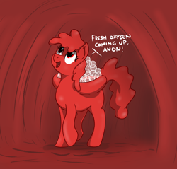 Size: 2058x1969 | Tagged: safe, artist:eels, oc, oc only, oc:b positive, original species, pony, /mlp/, 4chan, blood, drawthread, female, il était une fois la vie, implied anon, imported from twibooru, mare, micro, oxygen, png, ponified, red blood cell, requested art, solo, talking