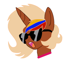 Size: 2000x2000 | Tagged: safe, artist:archooves, oc, oc only, oc:nucita, pony, unicorn, bust, horn, nation ponies, ponified, simple background, solo, sunglasses, transparent background, venezuela