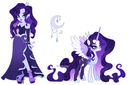 Size: 5580x3753 | Tagged: safe, artist:gihhbloonde, oc, alicorn, human, pony, equestria girls, g4, clothes, human ponidox, magical lesbian spawn, offspring, parent:princess luna, parent:rarity, parents:rariluna, self paradox, self ponidox