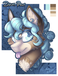 Size: 900x1181 | Tagged: safe, artist:mychelle, oc, oc:down pour, pony, bust, portrait, solo, tongue out