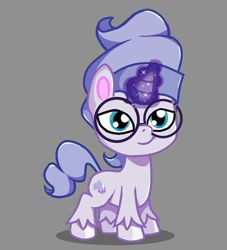 Size: 999x1100 | Tagged: safe, artist:princess_skyresh_glow, pony, unicorn, g4, g4.5, my little pony: pony life, better source needed, cloud, cute, digit (the fixies), foal, glasses, grayscale, horn, magic, male, monochrome, ponified, pony life accurate, purple skin, round glasses, show accurate, solo, teal eyes, the fixies