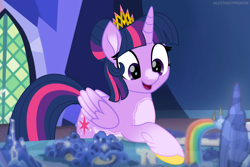 Size: 2990x2000 | Tagged: safe, artist:lovinglypromise, twilight sparkle, alicorn, pony, g4, alternate design, alternate hairstyle, cutie map, indoors, movie accurate, solo, twilight sparkle (alicorn), twilight's castle