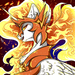 Size: 1920x1920 | Tagged: artist needed, source needed, safe, daybreaker, alicorn, pony, g4, embers, fangs, female, helmet, mare, open mouth, peytral, solo