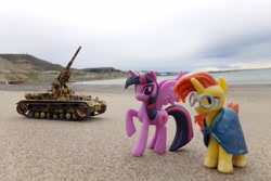 Size: 4608x3072 | Tagged: safe, artist:dingopatagonico, sunburst, twilight sparkle, alicorn, pegasus, g4, flak, outdoors, panzer, photo, tank (vehicle), toy, twilight sparkle (alicorn)