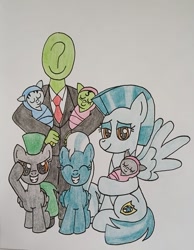 Size: 1124x1447 | Tagged: artist needed, oc name needed, safe, oc, oc only, oc:anon, human, pegasus, pony, 4chan, baby, baby pony, children, cute, drawthread, family, female, filly, foal, happy, male, mare, married couple, salute, sitting, straight, traditional art