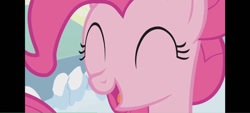 Size: 826x372 | Tagged: safe, screencap, pinkie pie, earth pony, pony, g4, my little pony: friendship is magic, season 1, winter wrap up, eyes closed, female, mare, outdoors, snow, solo