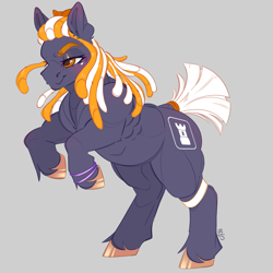 Size: 2700x2700 | Tagged: safe, artist:bananasplitedy, oc, oc only, oc:beatrice, earth pony, pony, dreadlocks, female, jewelry, mare, muscles, sketch, solo