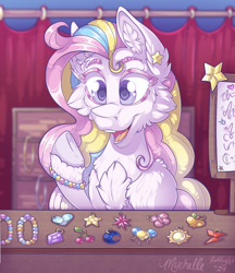 Size: 900x1041 | Tagged: safe, artist:mychelle, oc, oc:star jeweler, earth pony, pony, ear piercing, earring, female, jewelry, mare, piercing, solo